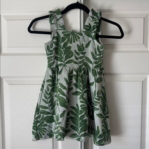 Janie & Jack Green Palm Jacard Girls Dress Size 5 Summer Vacation Resort